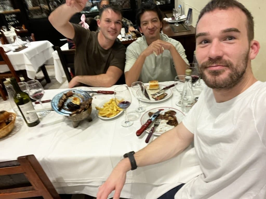 Stewart at dinner in Argentina